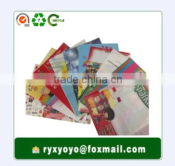 Carton printed a4 size L shape plastic file folder for promotion gift