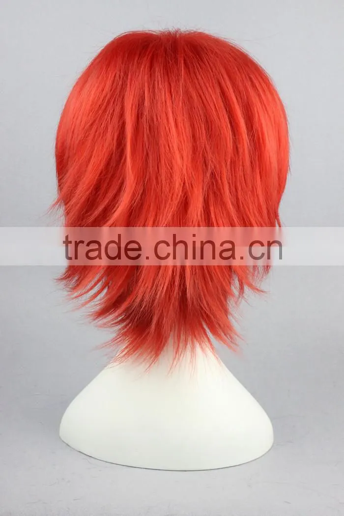 High Quality 35cm Short Straight Katekyo Hitman Reborn Kozato Enma Wig Red Synthetic Anime Wig Cosplay Hair Wigs Party Wig