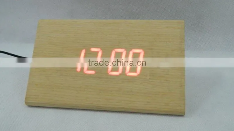 WL1227 Fashion Design Triangle Shape Wooden Digital Alarm Clock