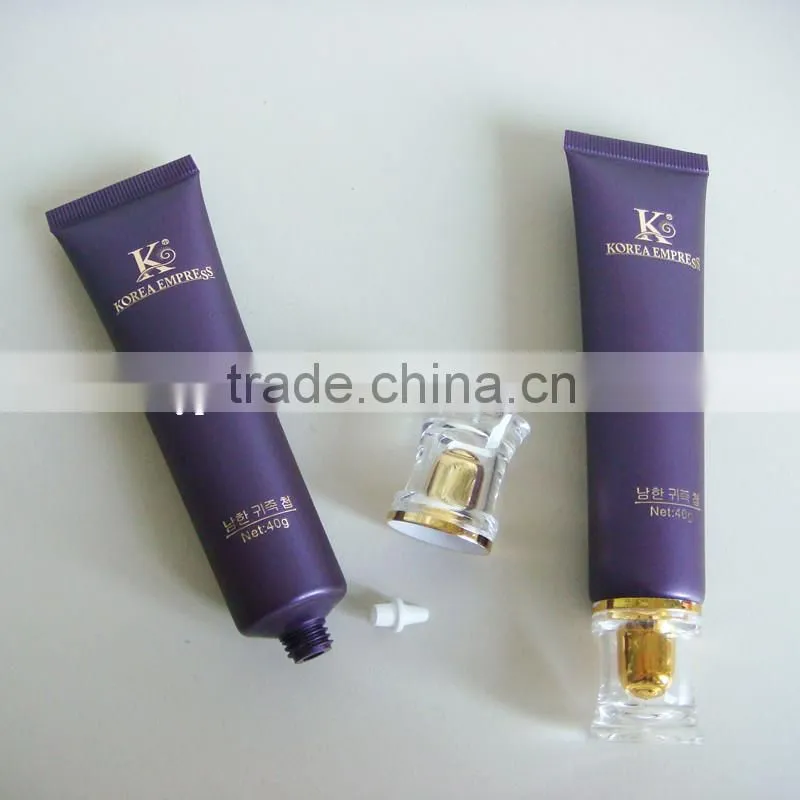 Plastic tube for cosmetics packaging with acrylic cap