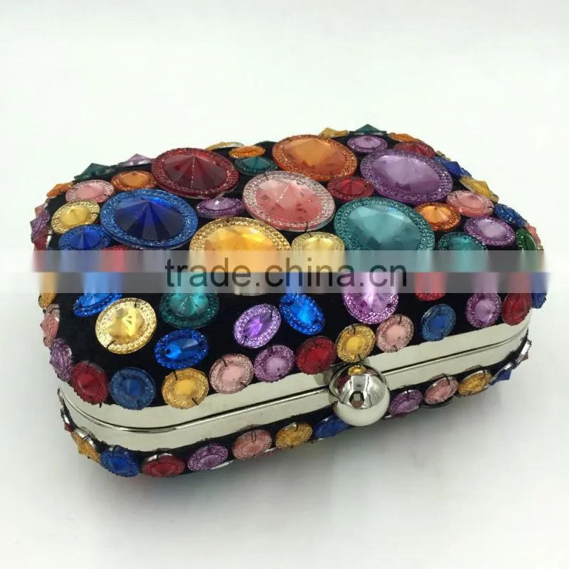 hot sale colorfull rhinestone clutch bag have stock