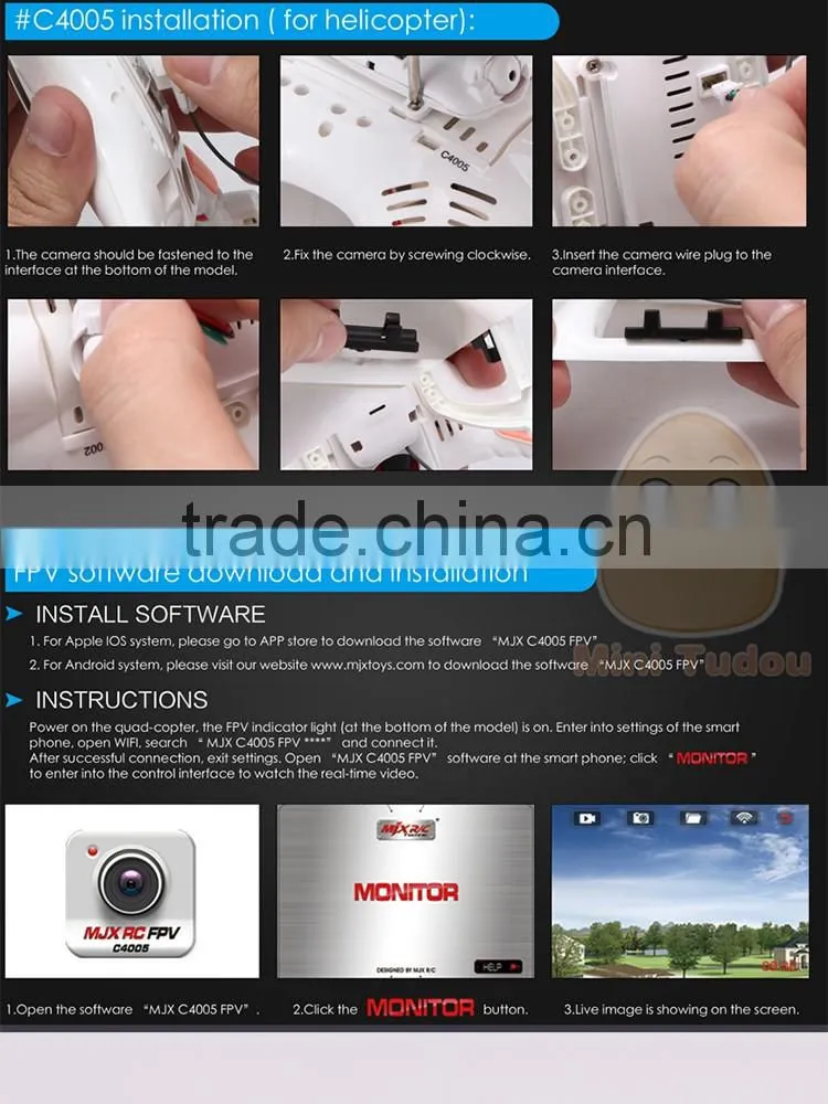 0.3MP MJX C4005 drone with hd camera for X400/X500/X600/X800