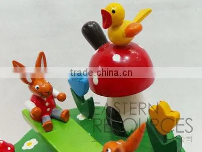 Round Shape Easter Rabbit Music Box Table Decoration
