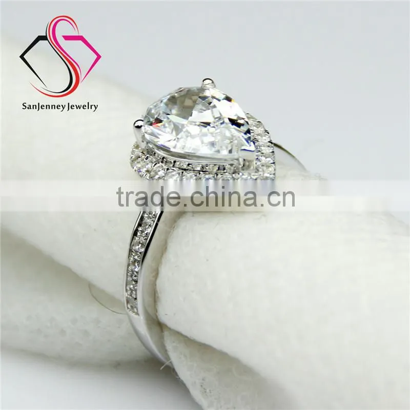 Pear Cut Moissanite Solitaire 2 Carat Water Drop 10*7mm Center 14k White Gold Wedding Engagement Ring