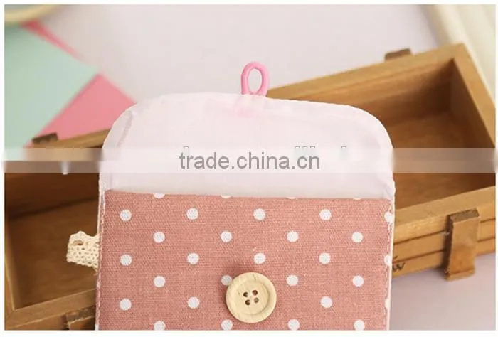 Nice dots ladies cotton sanitary napkin bag