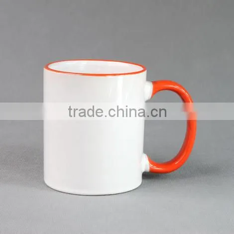 11oz sublimation coating liquid mugs,digital sublimation mug heat press (ce approved) with color rim and handle