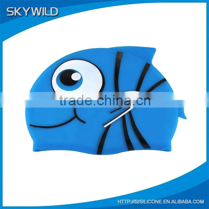 Waterproof kid silicon swim cap cute fish cartoon swimming cap
