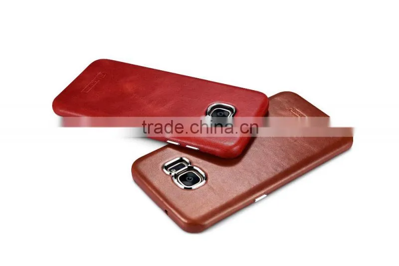 Original Icarer Vintage Series High Quality Real Leather Rubber Back Case for Samsung S7 edge MT-5682