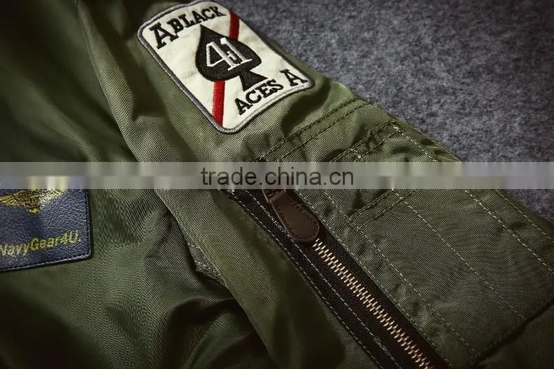 2016 Fashion Quality Embroidered Baseball Jacket for Men's Military Air Force Bomber Jacket Wholesale