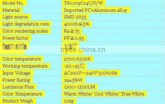 t8 led lamp Aluminium+PC 3ft T8 14W led light tube CE RoHS