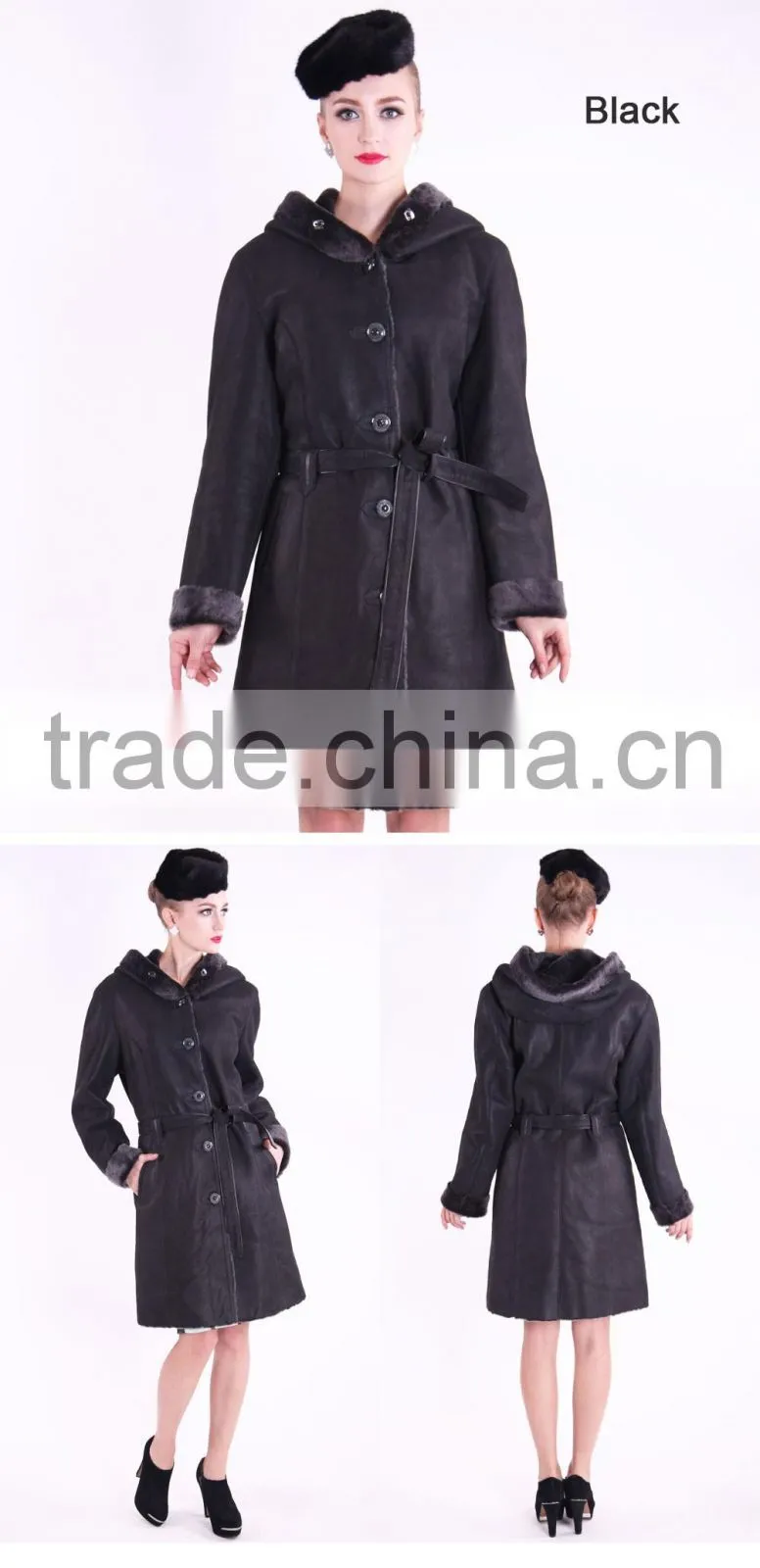 New Design Winter Women Long Slim Fit Wool Fur Coat