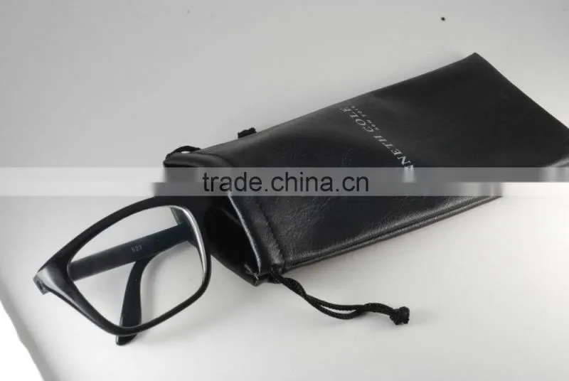 soft genuine black leather sunglasses pouch case