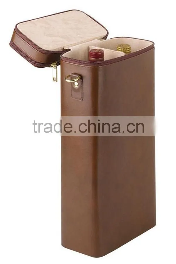 2015 New Design Promotion Pretty PU leather wine bottle holder