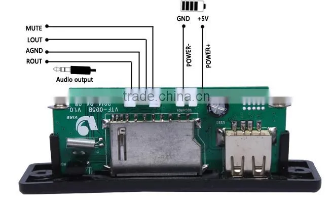 Vire VTF-005 vire diagram circuit board usb mp3 player with radio fm lcd