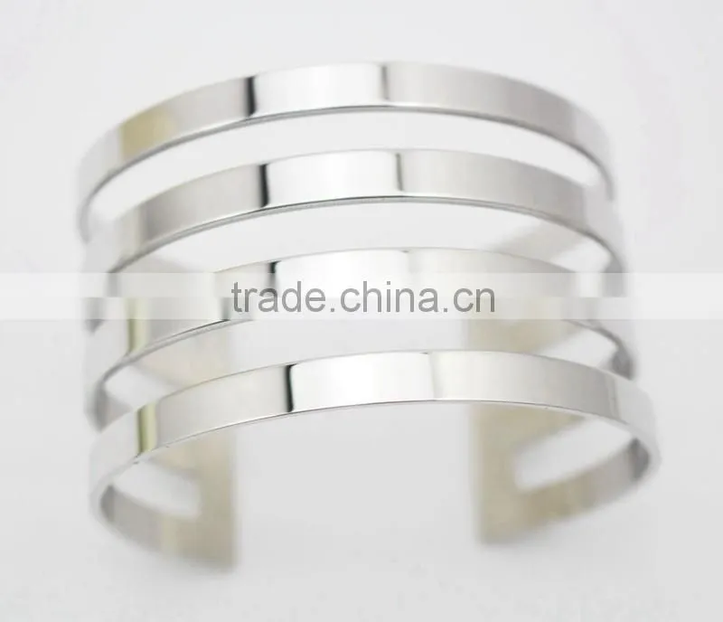 Fashion Hollow Out Stainless Steel Opening Cuff Bangle Bracelet