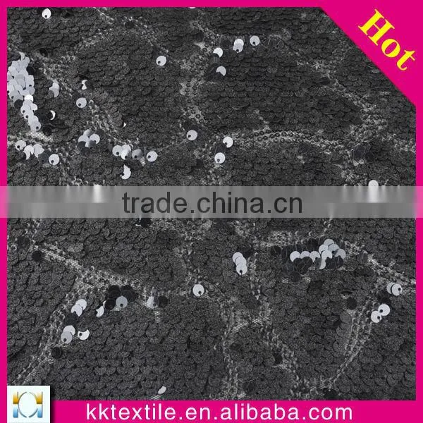 Hot! 2014 new products sequin embroidery fabric for polyester mesh
