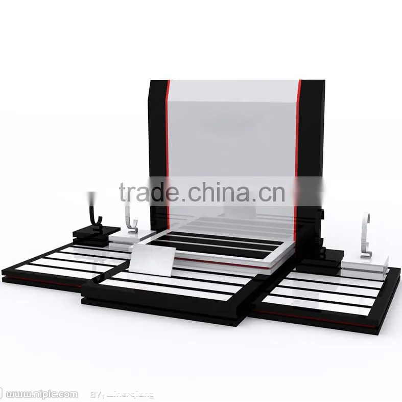 high gloss red wood watch display, countertop watch display