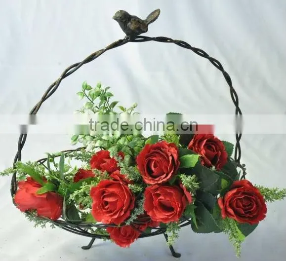 Country style rustic wire basket for plants