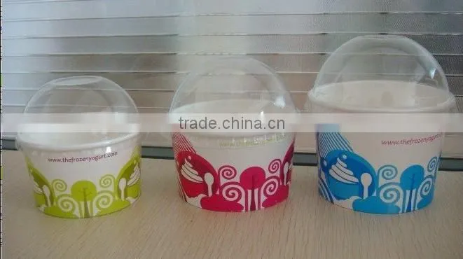 2015 Factory Price Custom Printed PLA Ice Cream Cup With Spoon Lids Frozen Yogurt Paper Cups