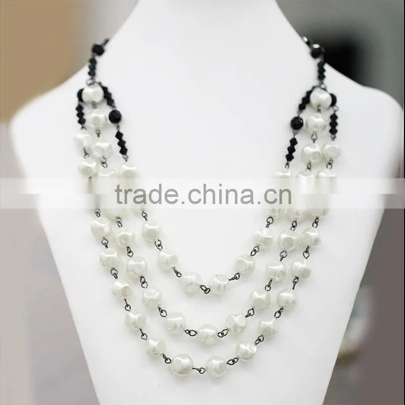 Elegant Alloy Necklace Tri or Multi Strand Jewelry Beaded Imitation Rhodium Jewelry