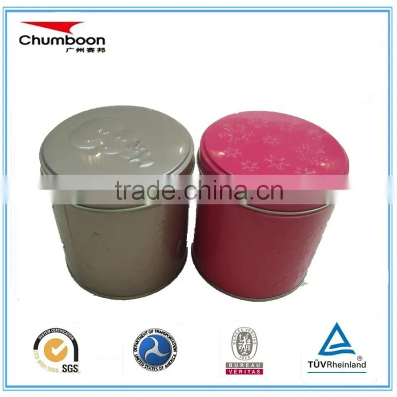 Guangzhou round logo embossed coin cookies chrismas gift tin box