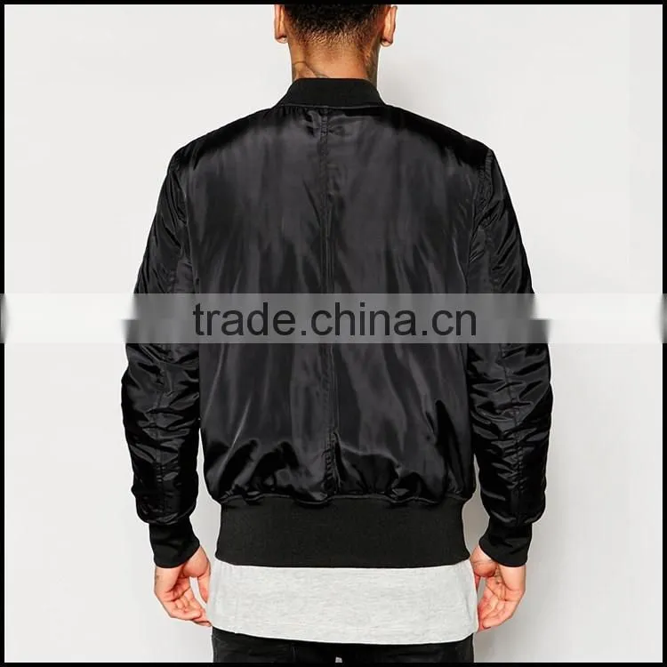 Side Pockets Ribbing Cuff Mens Fashion Jacket Wholesale Round Neck Zip Opening Custom Bomber Jackets