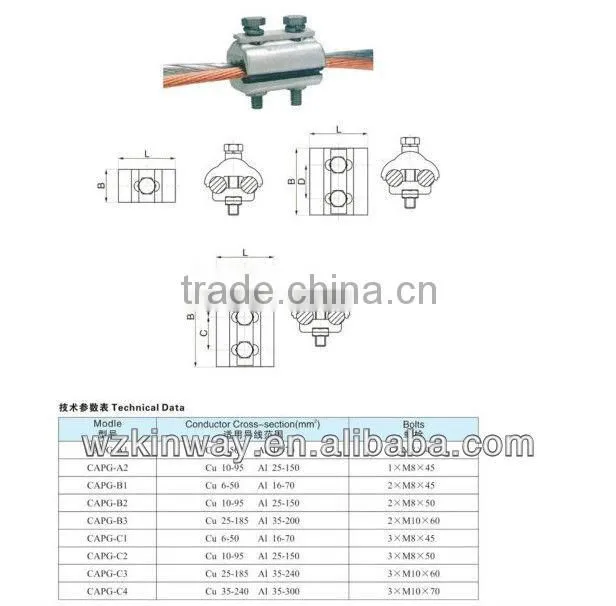 Aluminium Copper and Bimetallic type:A2(AL25-150 CU10-95)