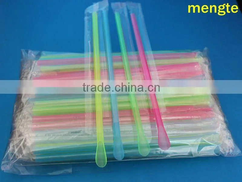 Alibaba Neon Colorful plastic spoon Drinking straws