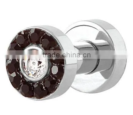 Black & Clear Big Bling Surgical Steel Screw-On Tunnel Plugs