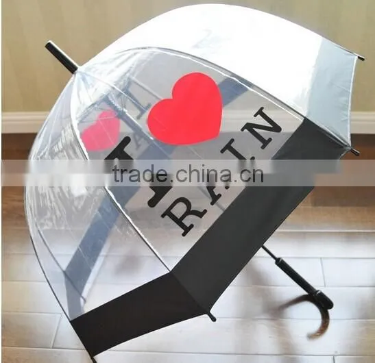 wholesale best quality love sahpe printed transparent umbrella China supplier