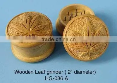 Carved Leaf Wooden Grinder