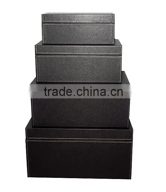 S/4 faux leather storage containers set,