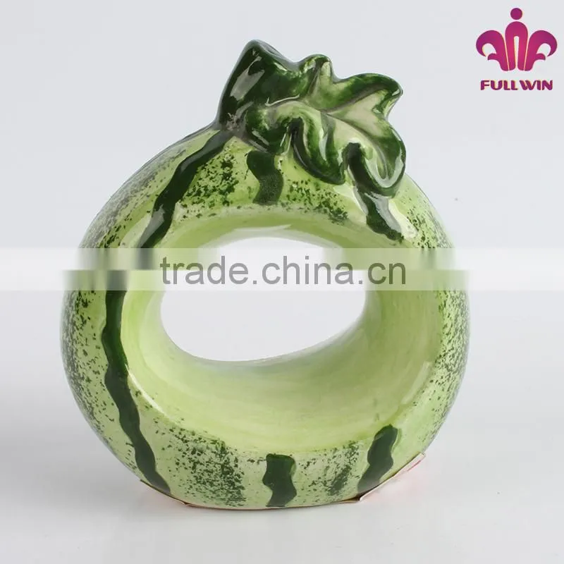 Creative ceramic napkin ring holder with watermelon design