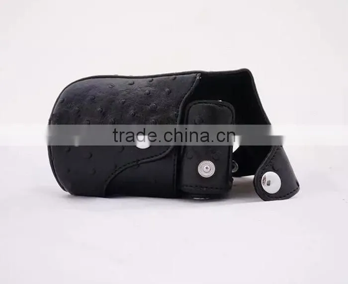 Factory competitive price black fancy leather Camera Bag in Dongguan