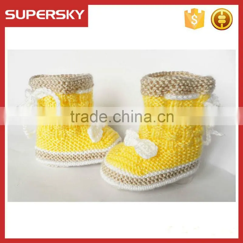 V-125 New design knit pattern warm crochet toddler baby shoe indoor knitted newborn slipper shoe