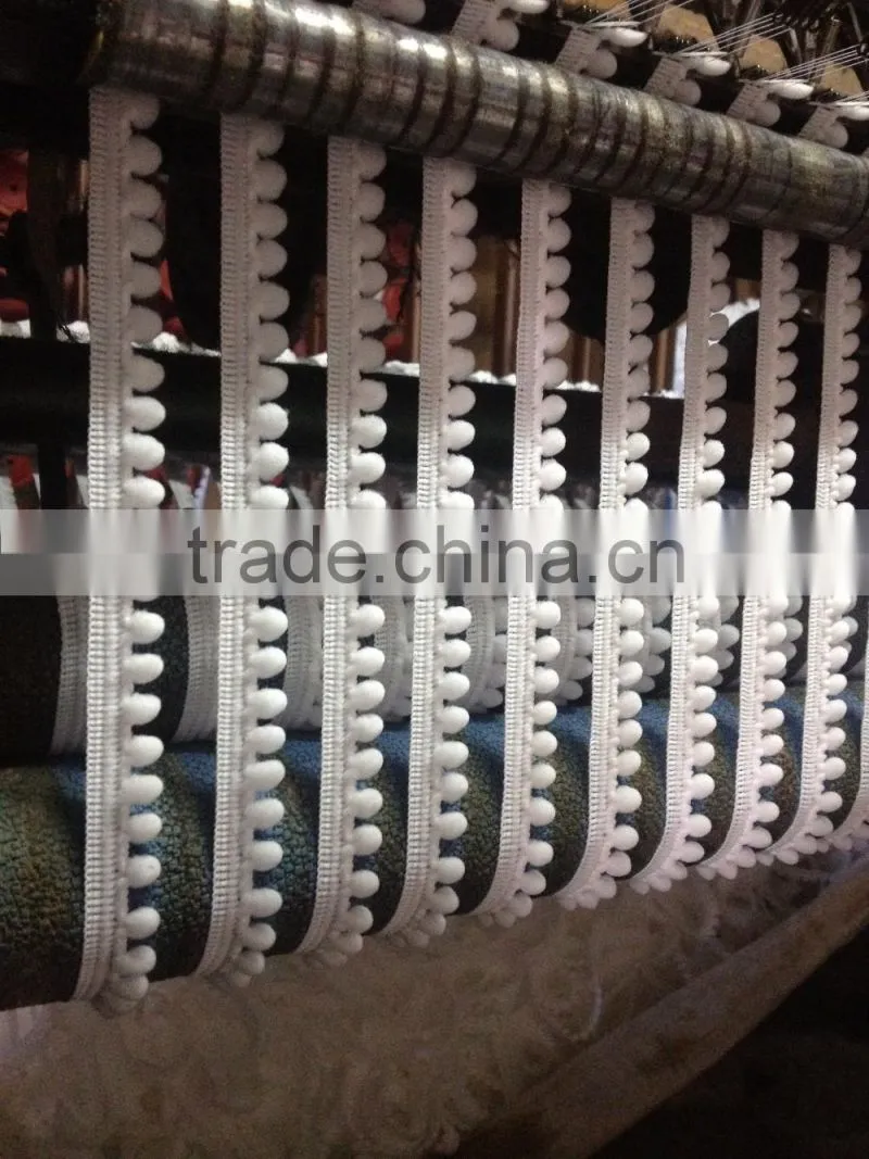 wholesale white pon pon trim nylon pom pom lace