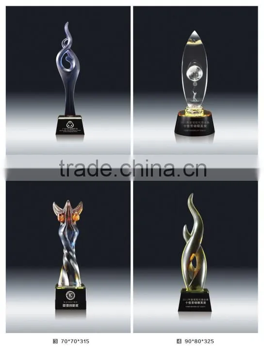 glass art crystal trophy