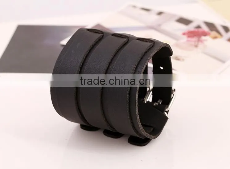 wide boys wrap leather bracelet, wide leather cuff bracelets