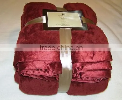 Warm Double Layer Burgundy Plush Lightweight Promotion Blanket