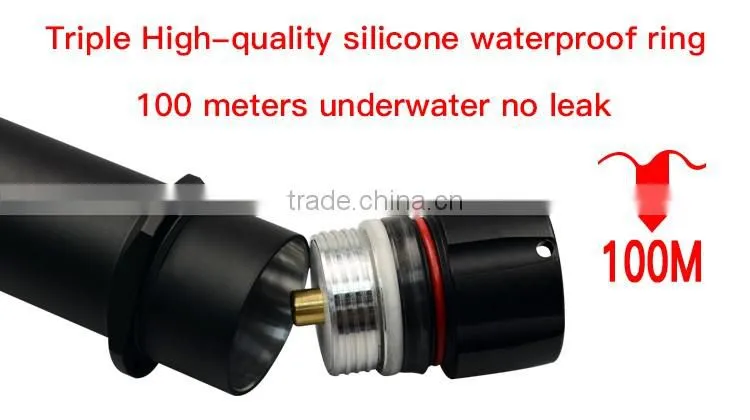 Most powerful 1000 Lumen xm l2 Ip68 26650 rechargeable battery led flashlight for diving