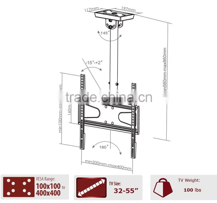 Hot Sale Universal Retractable Ceiling TV Mount