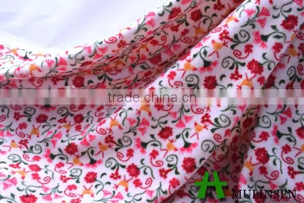 Shaoxing Mulinsen polyester petunia printing fabric korean velvet