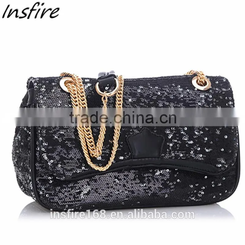 2016 china shop online cheap classcial design chain sequins bag