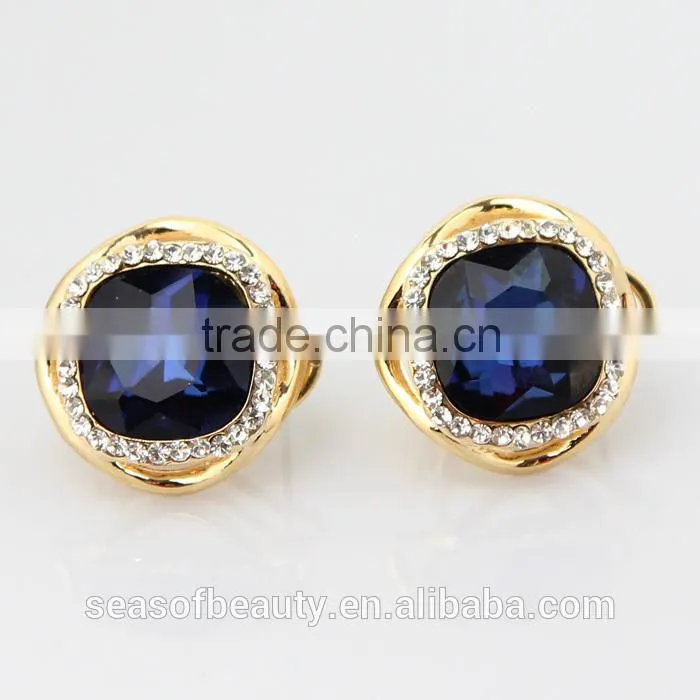 High Quality Crystal Stud Earrings Gold Plated Ear Stud