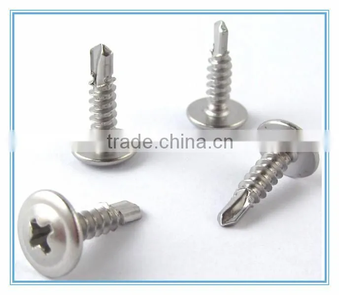 Hex washer head self drilling screw with wing and bond washer