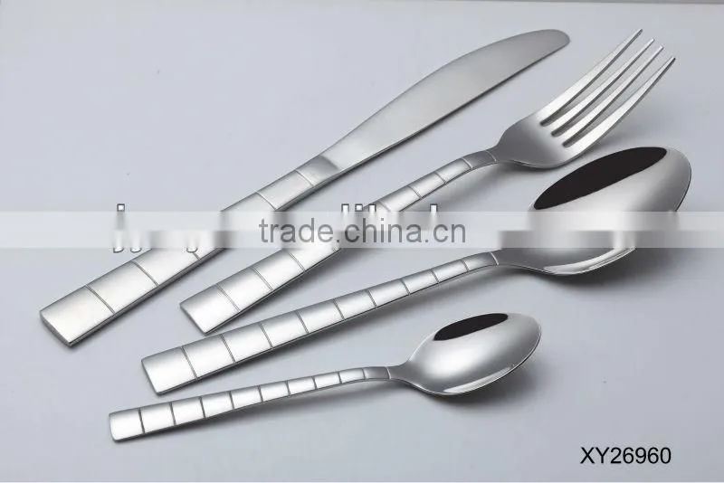 6PCS Color PP Machine Polish Stainless steel Plastic Handle Fork and Spoon Set With Blister Packing