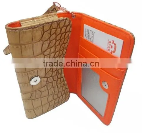 hot selling custom stylish leather 5.5 inch universal wallet phone purse for iphone 6 plus with card slots wholesale
