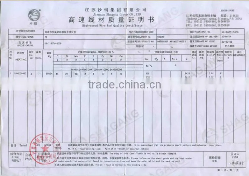 Spring Steel Wire for Making Spring& Wire Forms