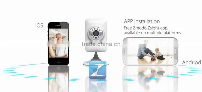 Zmodo HD 720p p2p IP camera with up to 64G SD card for smart home surveillance