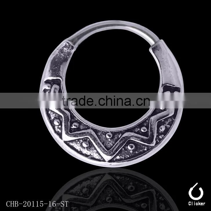 Surgical Steel Tribal Fan Indian 16g Septum Clicker Fashionable Nose Ring